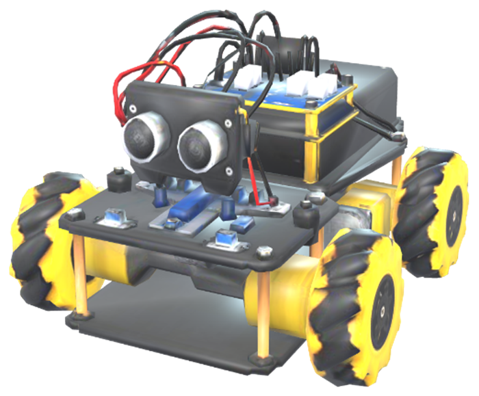 Sayyoot, a yellow and black robot car with sensors and chunky wheels